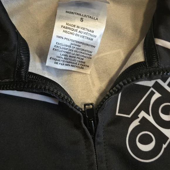 Adidas Kids Size 5T Track Suit Jacket Black & White 100% Polyester Size 5 - Picture 2 of 2